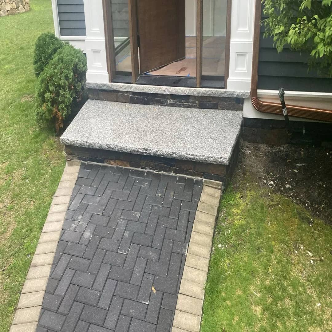 Stone patio installation